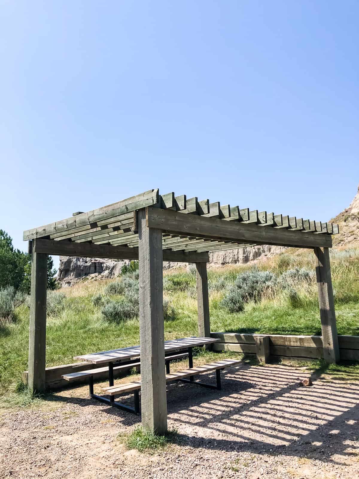 A pergola camping structure