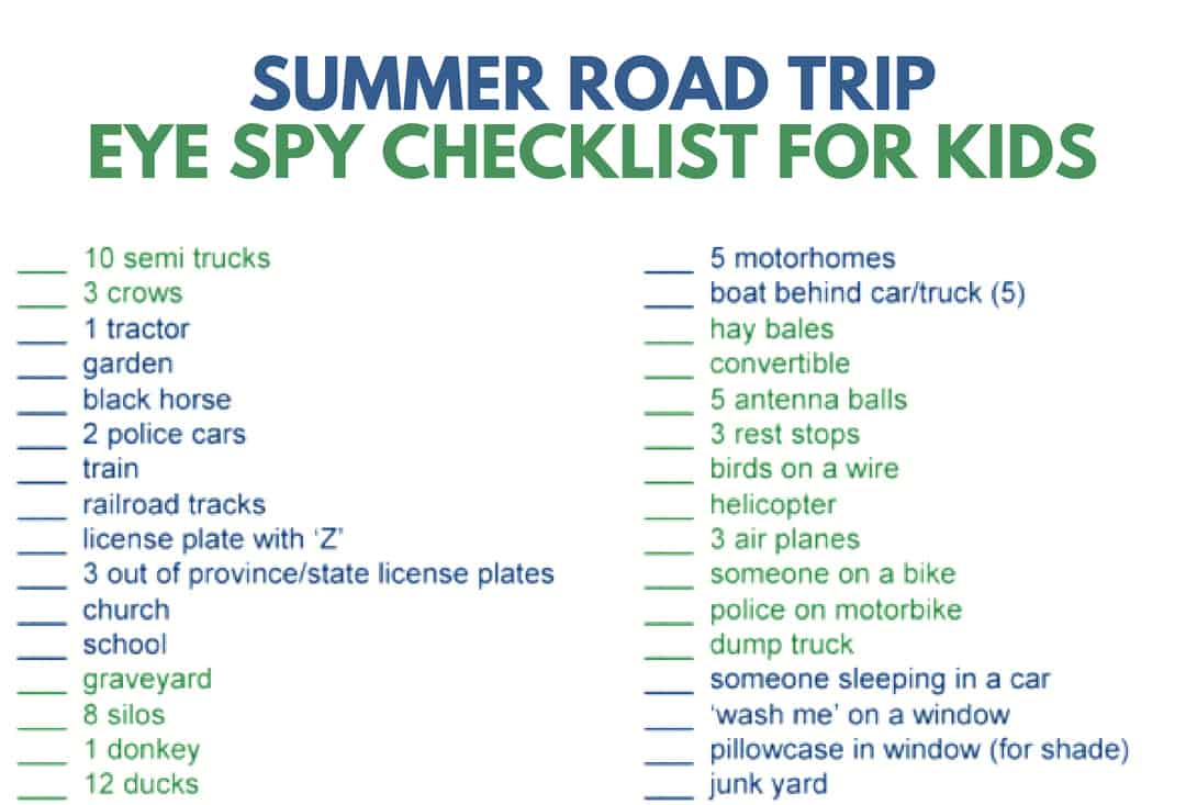 Summer Road Trip Eye Spy Checklist for Kids - This Big Adventure