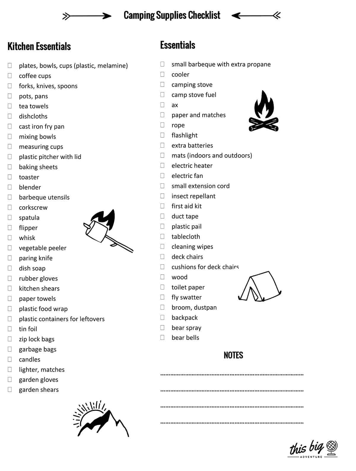 Camping Essentials Checklist