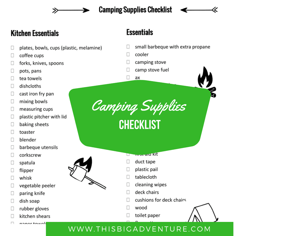 Camping Supplies Checklist This Big Adventure
