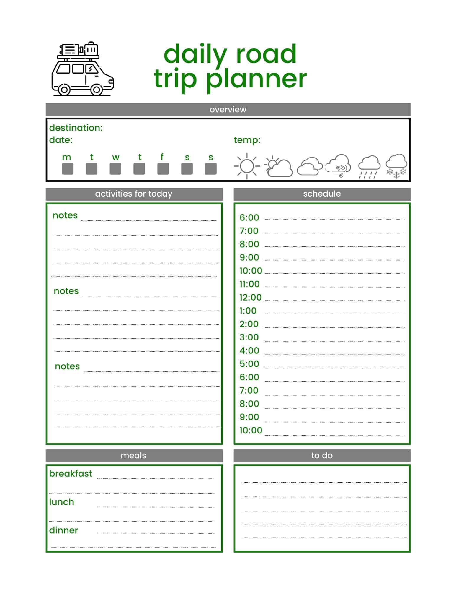 multi day road trip planner