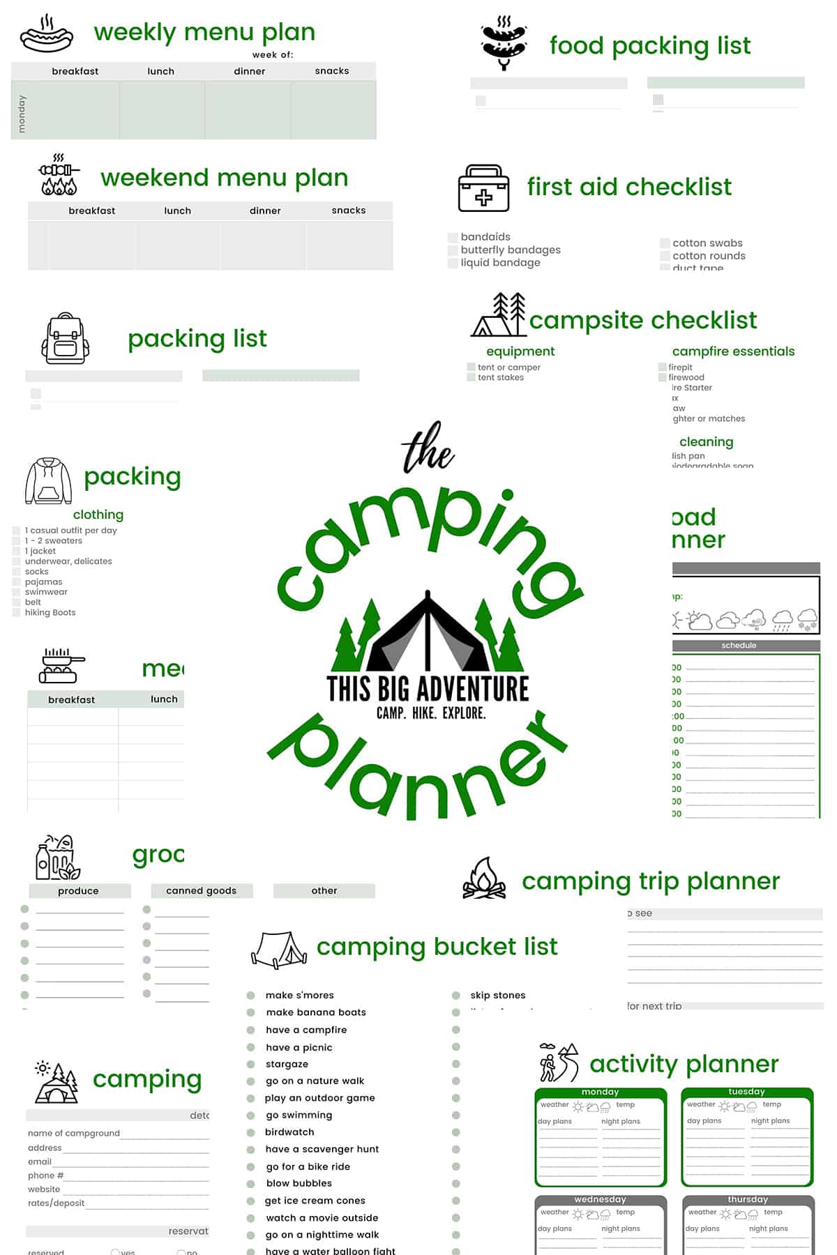 camping trip planner templates